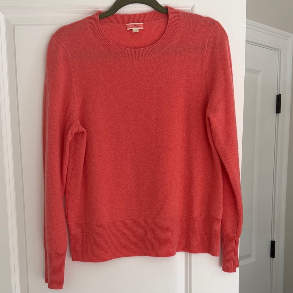 J. Crew Women's Coral Crewneck Cashmere Sweater